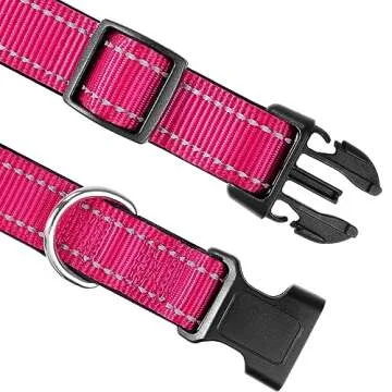 Joytale Reflective Dog Collar,Soft Neoprene Padded Breathable Nylon Pet Collar Adjustable for Puppy and Small Dogs,Hotpink,XS