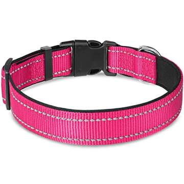 Joytale Reflective Dog Collar,Soft Neoprene Padded Breathable Nylon Pet Collar Adjustable for Puppy and Small Dogs,Hotpink,XS