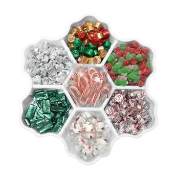 KOLORAE Snowflake Serving Tray - Reusable Unique 7 Compartment Holiday Snack Tray with Lid. Great for Entertaining or Food Storage for Appetizers, Snacks, Chips and Dip, Fruits and Veggies. (White)