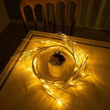 Hypestar Lighted Garland with Birch Twigs, 6FT Lighted Garlands with 48 LEDs for Easter Decorations Indoor, Birch Garland with Lights and Timer for Easter Day (Battery Operated Birch Garland)