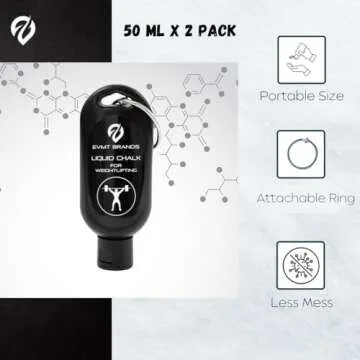 EVMT Brands Liquid Chalk, Mess Free Gym Chalk for Weightlifting, Gymnastics, Rock Climbing, Dancing. Sweat Resistant and Long Lasting for Stronger Grip. Package May Vary.