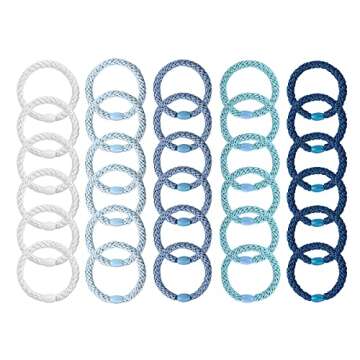 Funtopia High Elastic Hair Bands - 30 Pcs No Crease Soft Ponytail Holders & Sports Hair Ties for Thick Hair
