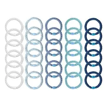 Funtopia High Elastic Hair Bands - 30 Pcs No Crease Soft Ponytail Holders & Sports Hair Ties for Thick Hair