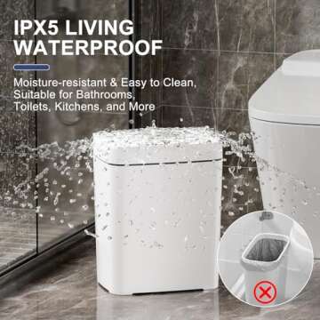 Vanpopubs 2 Pack 2.7 Gal Bathroom Trash Can with Lid, Automatic Trash Can Small Smart Garbage Can Touchless, Slim Motion Sensor Waterproof Plastic Trash Bins for Bedroom Office Kitchen Toilet