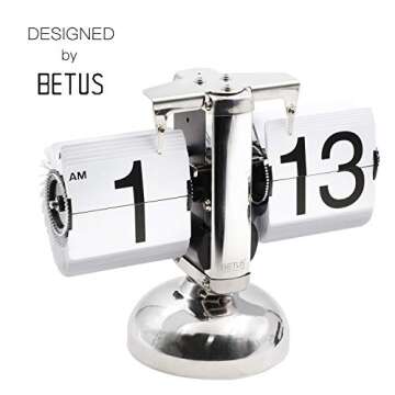 Betus Flip Desk Clock - Mechanical Retro Style -Digital Display Battery Powered - Home & Office Déc...