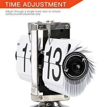 Betus Flip Desk Clock - Mechanical Retro Style -Digital Display Battery Powered - Home & Office Décor 8 x 6.5 x 3 Inches (White)