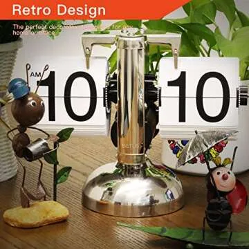 Betus Flip Desk Clock - Mechanical Retro Style -Digital Display Battery Powered - Home & Office Décor 8 x 6.5 x 3 Inches (White)