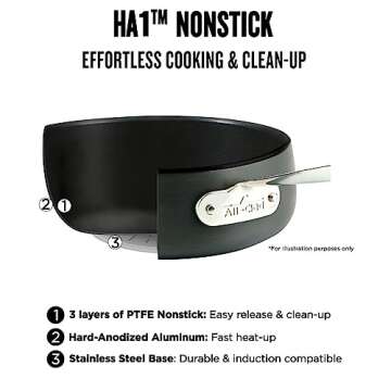 All-Clad HA1 Hard Anodized Non Stick Everyday Pan w/ Lid and Handles, 12 Inch, Induction, Oven Broil...