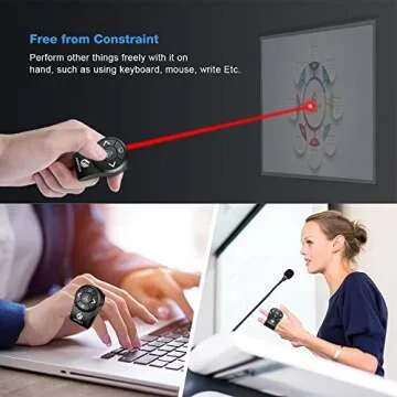 AMERTEER Wireless Presentation clicker for PowerPoint Presentations, RF 2.4GHz Finger Ring Remote, PPT Slides Clicker Pen Rechargeable