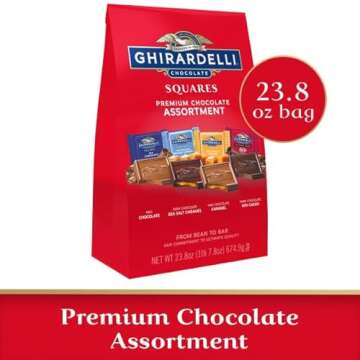 GHIRARDELLI Premium Chocolate Assortment - Milk, Dark, Sea Salt, Caramel and 60% Cacao Squares, 23.8...