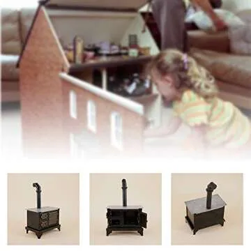 Miniature Black Range Cooker for Dollhouses 1:12 Scale