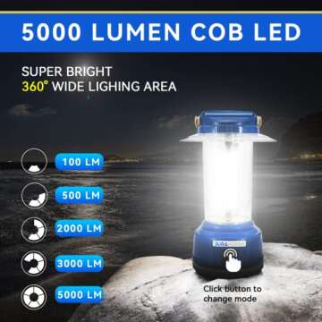 Durapower LED Camping Lantern Rechargeable, Bright 5000 Lumen, 5 Modes, 6000 mAh Power Bank, IP44 Wa...