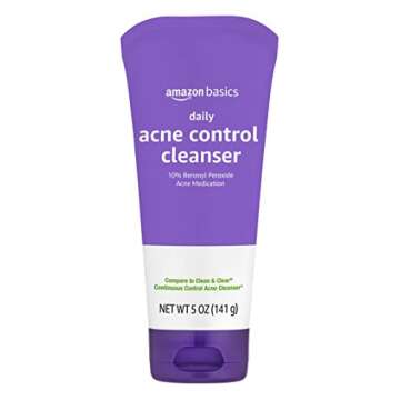 Amazon Basics Acne Cleanser Face Wash - Daily Control, Maximum Strength 10% Benzoyl Peroxide, 5 Ounc...