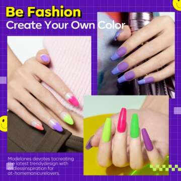 modelones Neon Gel Nail Polish - Summer 6 Colors Gel Polish Set Hot Pink Orange Bright Nail Polish Yellow Green Purple LED Gel Nail Kit Popular Nail Art DIY Manicure Gifts DIY Salon