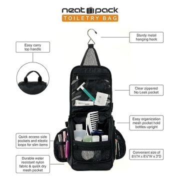 NeatPack Compact Hanging Toiletry Bag for Travelers