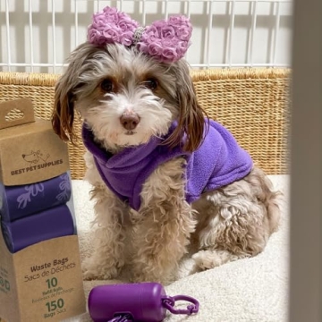 Durable Best Pet Supplies Dog Poop Bags in Purple for Cleanup