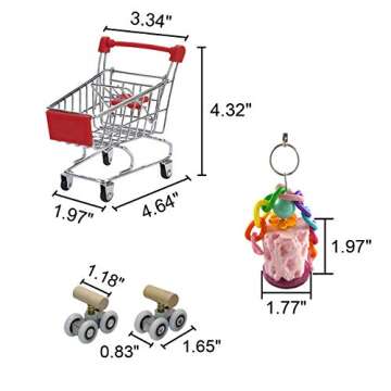Bird Intelligence Toys Desktop Basketball Toy Shopping Cart Training Rings Mini Sneakers Roller Skates Grinding Chew for Parrot Parakeet Cockatiel Conure Cockatoo (7 Pack)