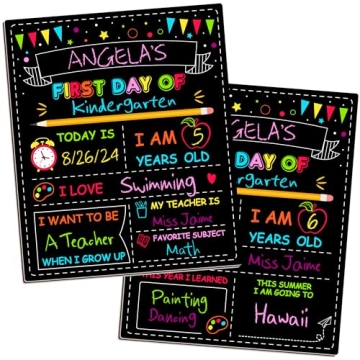 Double-Sided First Day of School Board, 12 × 10 Inches Back to School Sign, Reusable Color Painting...
