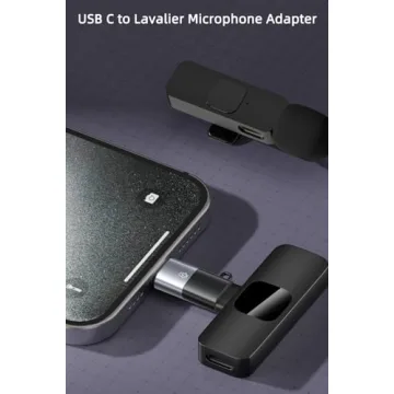 AreMe 2 Pack USB C to Lavalier Microphone Adapter, Type C Male Converter for iPhone Wireless Lavalier Microphone, iPhone 16/15 Series, iPad Air/Pro, Not for Headphone and Data (Black+Grey)