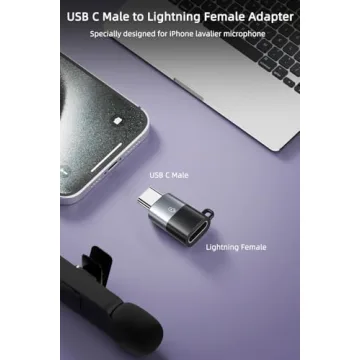 AreMe 2 Pack USB C to Lavalier Microphone Adapter, Type C Male Converter for iPhone Wireless Lavalier Microphone, iPhone 16/15 Series, iPad Air/Pro, Not for Headphone and Data (Black+Grey)