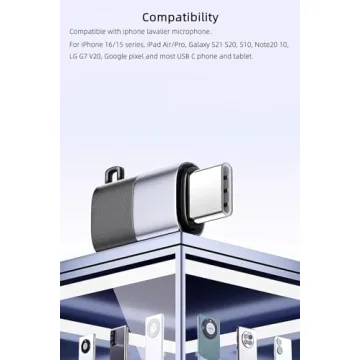 AreMe 2 Pack USB C to Lavalier Microphone Adapter, Type C Male Converter for iPhone Wireless Lavalier Microphone, iPhone 16/15 Series, iPad Air/Pro, Not for Headphone and Data (Black+Grey)