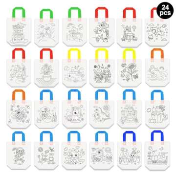MOLDTAS 24 Styles Cute Cartoon Coloring Goodie Bags Reusable Coloring Carnival Art Party Favor Bags ...