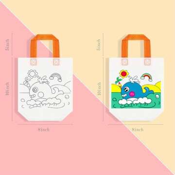 MOLDTAS 24 Styles Cute Cartoon Coloring Goodie Bags Reusable Coloring Carnival Art Party Favor Bags for Color Your Own Goodie Bags for Birthday Party DIY Crafts or Party Favors Supplies