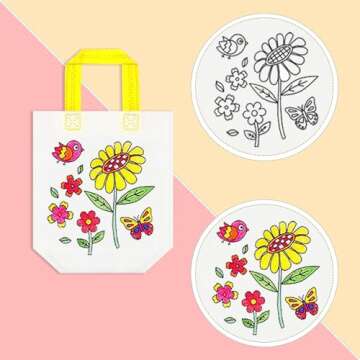 MOLDTAS 24 Styles Cute Cartoon Coloring Goodie Bags Reusable Coloring Carnival Art Party Favor Bags for Color Your Own Goodie Bags for Birthday Party DIY Crafts or Party Favors Supplies