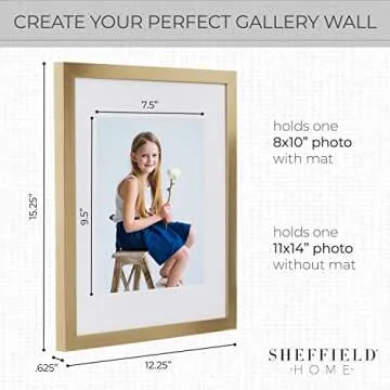 Sheffield Home 9 Piece Gallery Wall Frame Set, 11x14 Inch, Gold