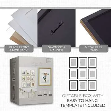 Sheffield Home 9 Piece Gallery Wall Frame Set, 11x14 Inch, Gold