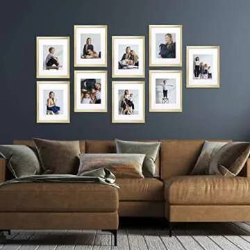 Sheffield Home 9 Piece Gallery Wall Frame Set, 11x14 Inch, Gold