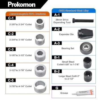 Prokomon Exhaust Pipe Expander Tool; Exhaust Pipe Stretcher Kit; Tail Pipe Spreader 1-5/8 to 4-1/4 Inches
