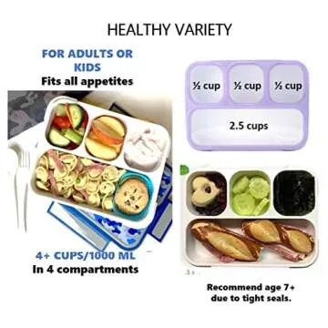 kinsho Camo & Unicorn Lunch Boxes for Boys Girls, 4 Compartment Bento-Box Lunch-Box for Kids Toddlers, School or Travel Snack Containers, Utensils, Rainbow Unicorns Blue Camouflage Set of 2