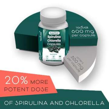 Teaveli Organic Spirulina & Chlorella Capsules – 180 Count