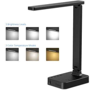 Drevet LED Desk Lamp with USB Charging and Power Outlets
