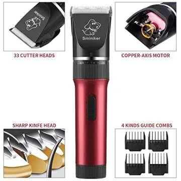 Sminiker Low Noise Rechargeable Pet Clippers Grooming Kit