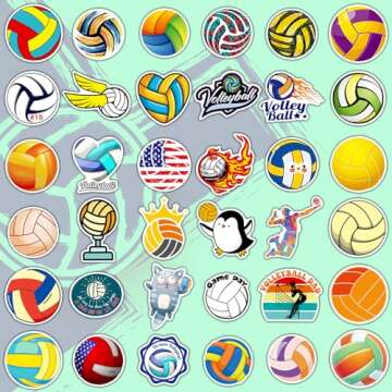 WAKEMOODEI Volleyball Stickers for Water Bottles 200 Sports Stickers for Teens Girls Boys Motivation...