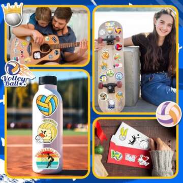 WAKEMOODEI Volleyball Stickers for Water Bottles 200 Sports Stickers for Teens Girls Boys Motivational Volleyball Stickers for Kids Volleyball Team Gifts Stuff Party Decorations
