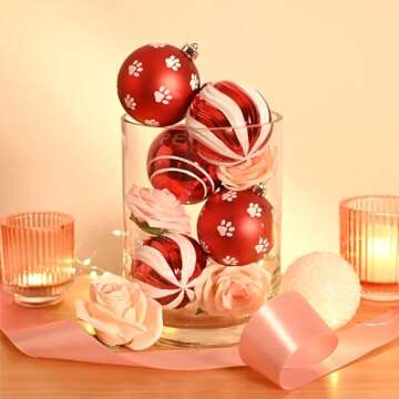DecorbyHannah Valentines Day Christmas Ornaments Decorations, 9ct Shatterproof Set, Pet-Friendly Red...