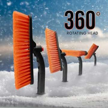 EcoNour 27" Pivoting Snow Brush for Winter Ice Removal