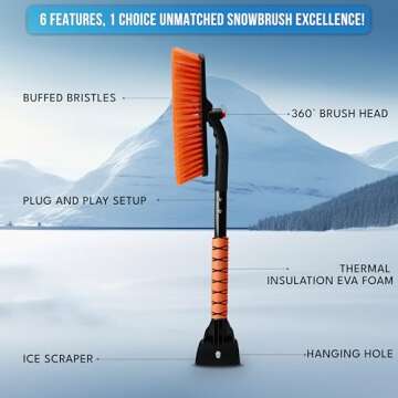 EcoNour 27" Pivoting Snow Brush for Winter Ice Removal
