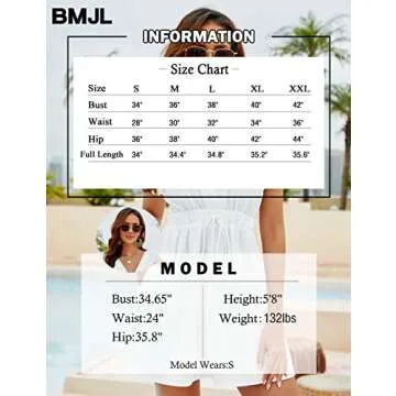 BMJL Womens Swimsuit Cover Up Deep V Neck Bathing Suit Cover Ups Beach Short Mini Dress Swim Bikini Coverup(S,White)