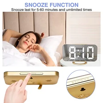 Stylish Digital Alarm Clock with Mirrored Display and USB Ports