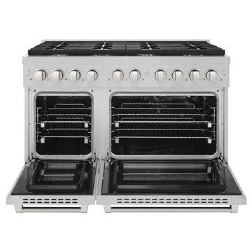 ZLINE 48in. Double Oven Gas Range - 8 Brass Burners