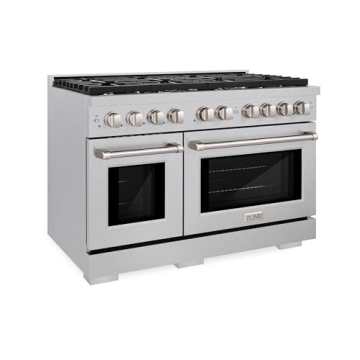 ZLINE 48in. Double Oven Gas Range - 8 Brass Burners