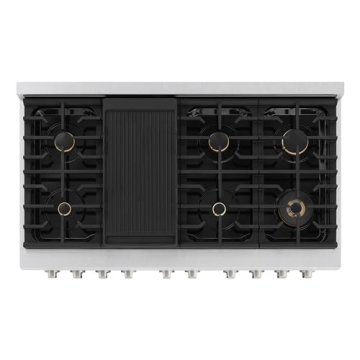ZLINE 48in. Double Oven Gas Range - 8 Brass Burners