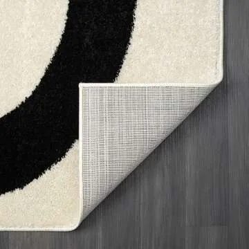 Abani Abstract Beige/Black Area Rug - 8'x10' - Modern Curved Line Design - Deco Collection - Easy to Clean - Durable for High Traffic Areas - Living Room, Dining Room - Medium Pile