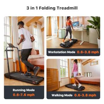 Mobvoi Home Treadmill SE 3 in 1 Folding Treadmill Walking Pad 2.5 HP Compact Portable Under Desk Run...