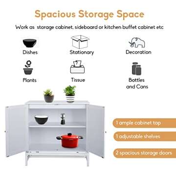 Goujxcy Set of 2 Rustic Buffet Sideboard Cabinet, Natural Rattan Coffee Bar Accent Storage Cabinet with Metal Frame, 2 Cane Doors, Wood Kitchen Sideboard Console Table for Dining Room, Living Room