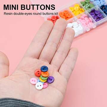 OELFFOW Round Sewing Buttons (10mm) - 200 Pcs Vibrant Colors for DIY Crafts
